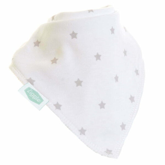 Ziggle White with Grey Stars Dribble Bib