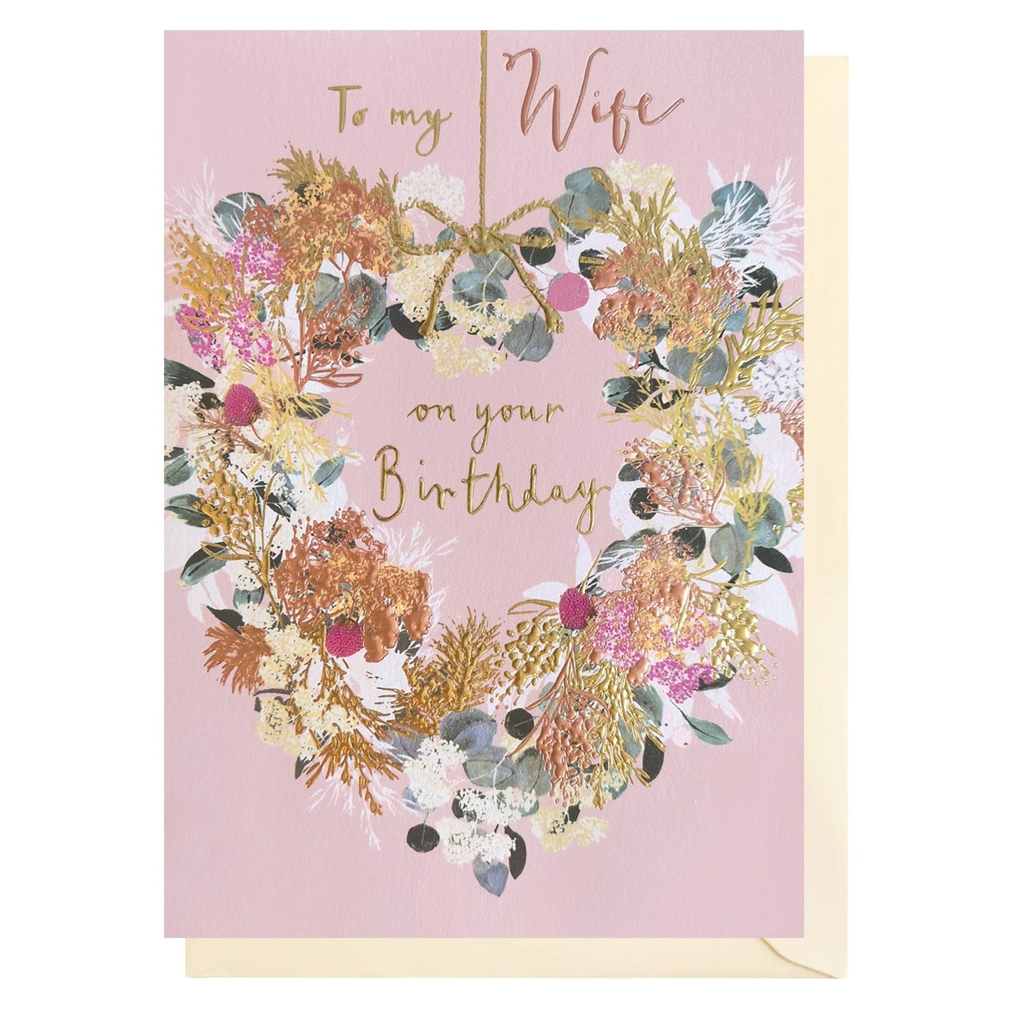 Happy Birthday Wreath Card | Wife Birthday Card