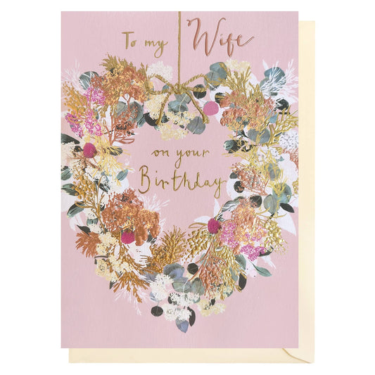 Happy Birthday Wreath Card | Wife Birthday Card