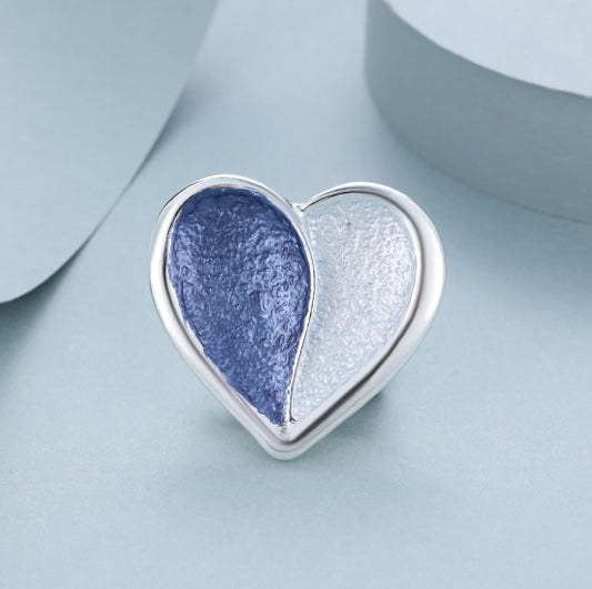 Silver Plated Magnetic Brooch | Elegant Blue Heart Design