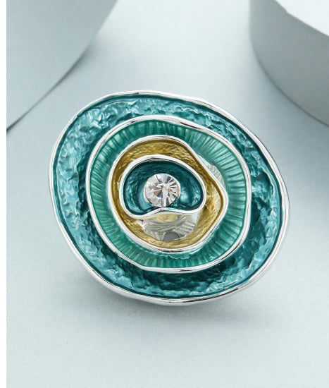 Silver Plated Magnetic Brooch - Green Swirl