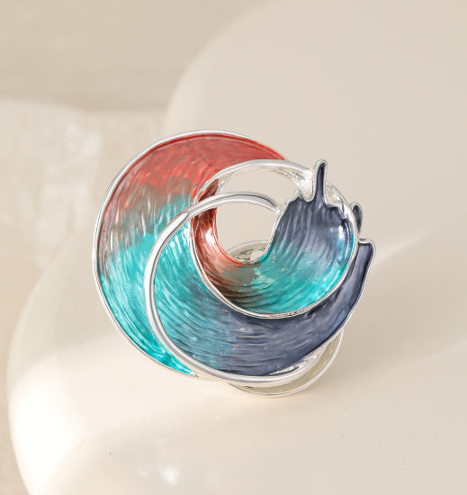 Silver Plated Magnetic Brooch - Sea Waves