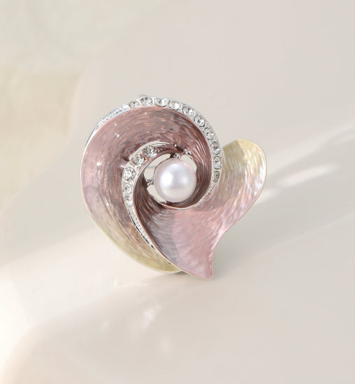 Silver Plated Pin Brooch | Pink and Pearl Design