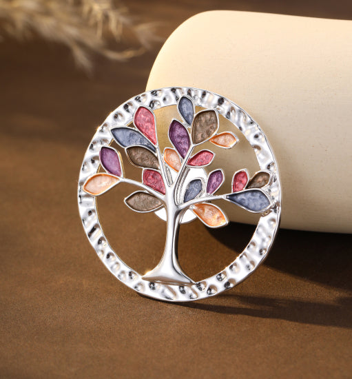 Silver Plated Magnetic Brooch | Tree of Life