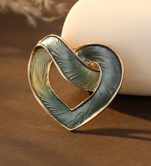 Gold Plated Magnetic Brooch | Green Heart