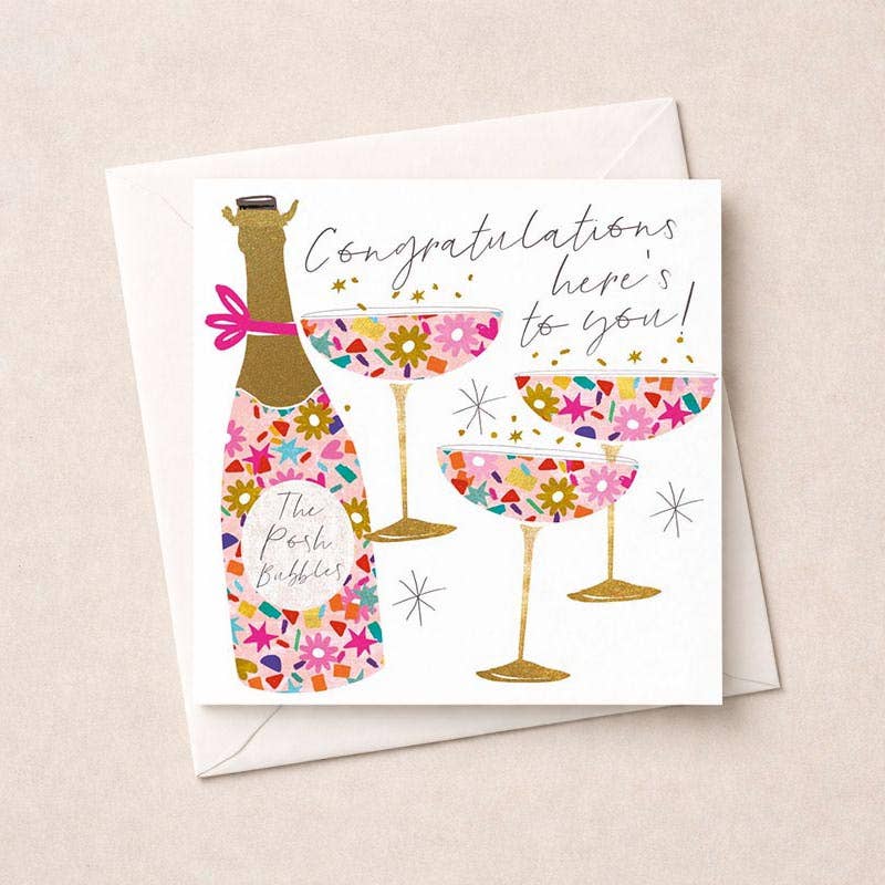 Congratulations Card - Champagne Toast
