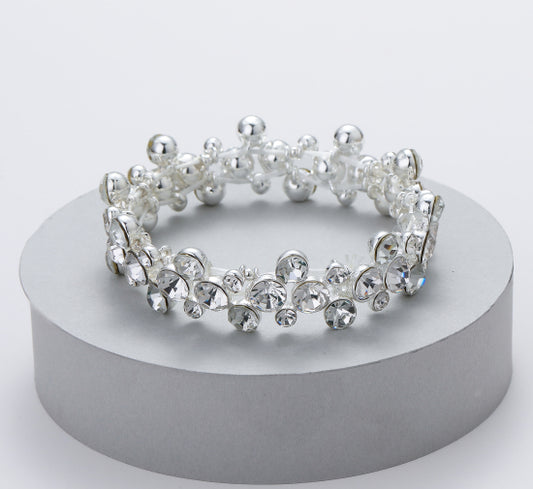 Gracee Silver Jewelled Stretch Bracelet