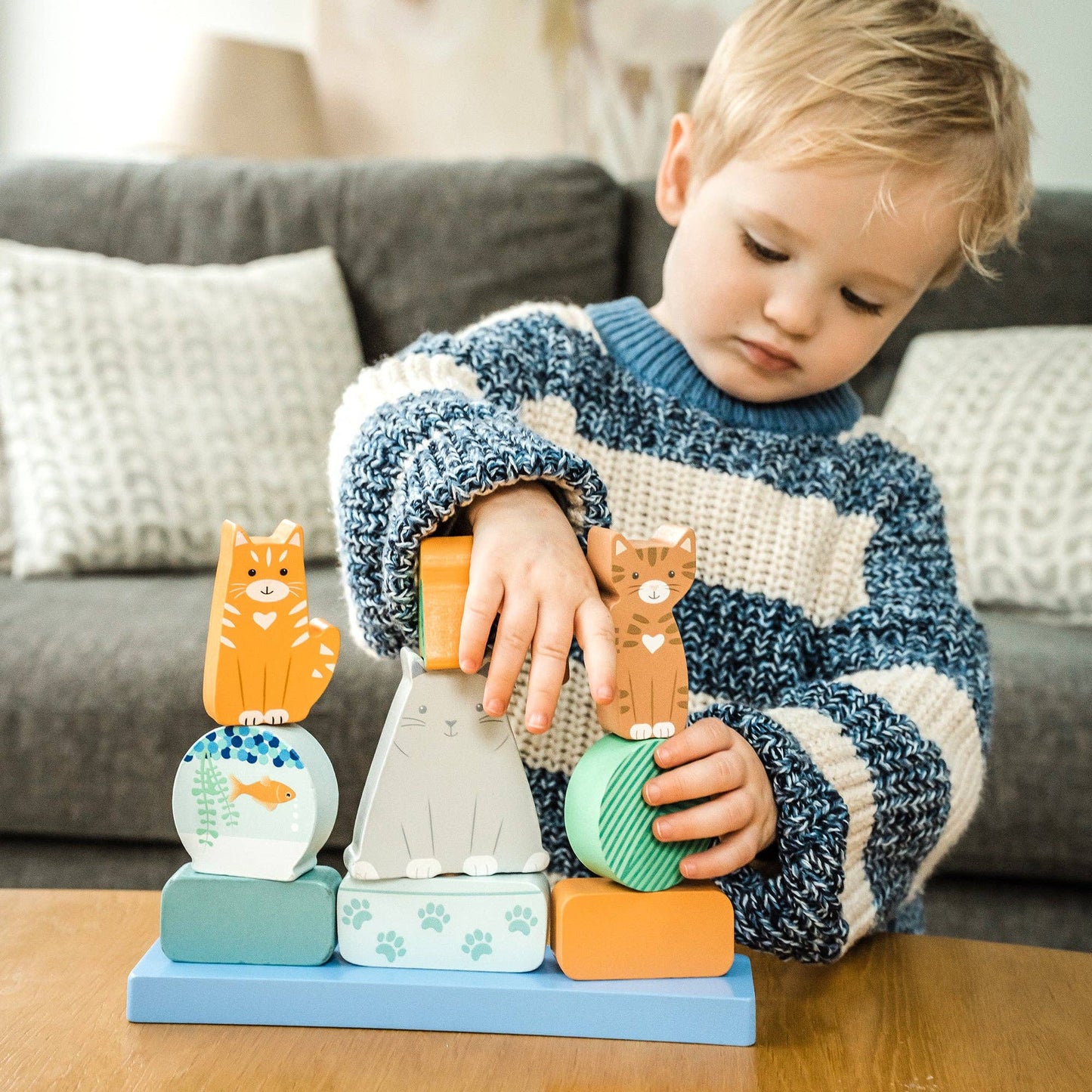 Wooden Kitty Stacker Toy