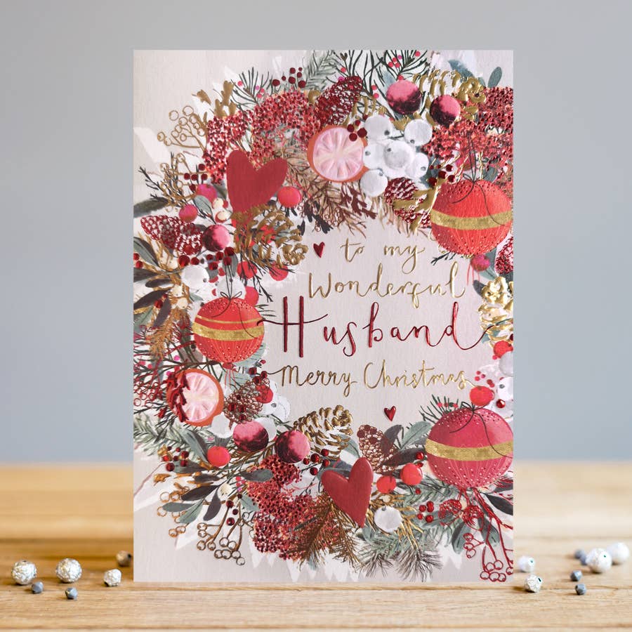 Husband Wreath Christmas Card | Holiday Card | Seasonal Card