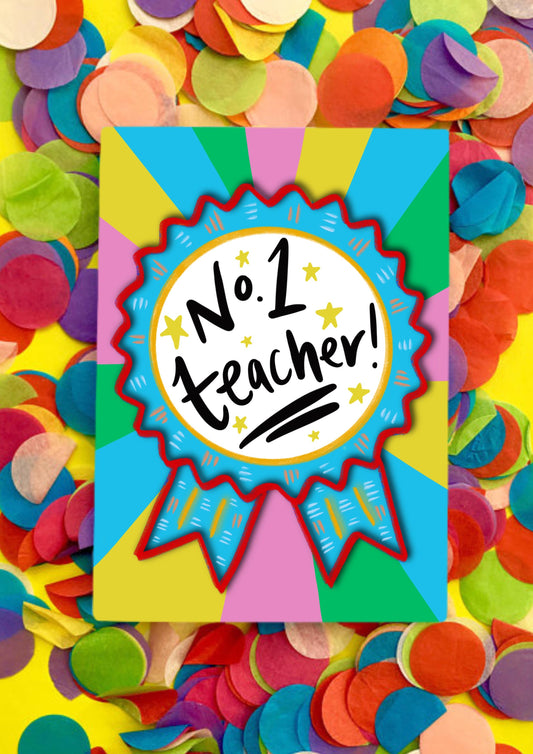 No.1 Teacher! Card - Thank you Teacher - Best Teacher Card