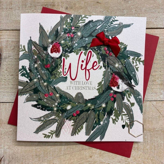 Wife Christmas Card - White Cotton Cards