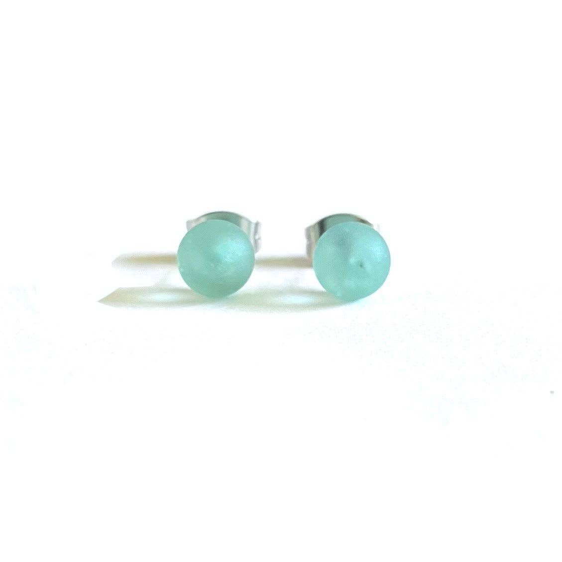 Frosted Opal Whisky Bottle Stud Earrings, Recycled Glass and Surgical Steel