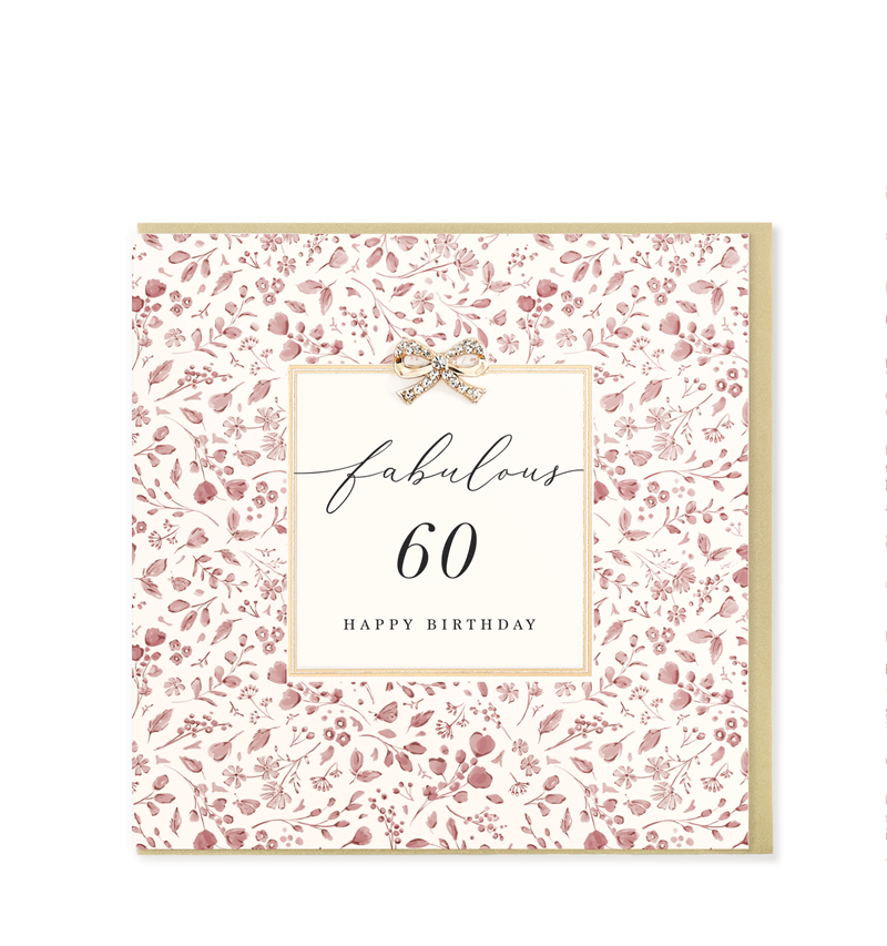 Fabulous 60 Happy Birthday, Embellished Greetings Card 