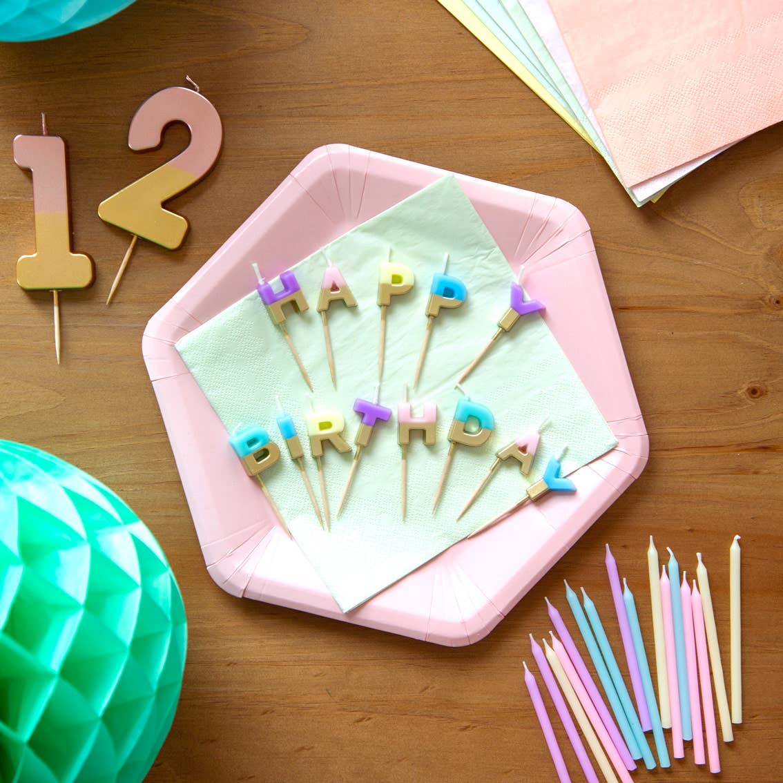 Long Pastel Colour Birthday Candles - 16 Pack