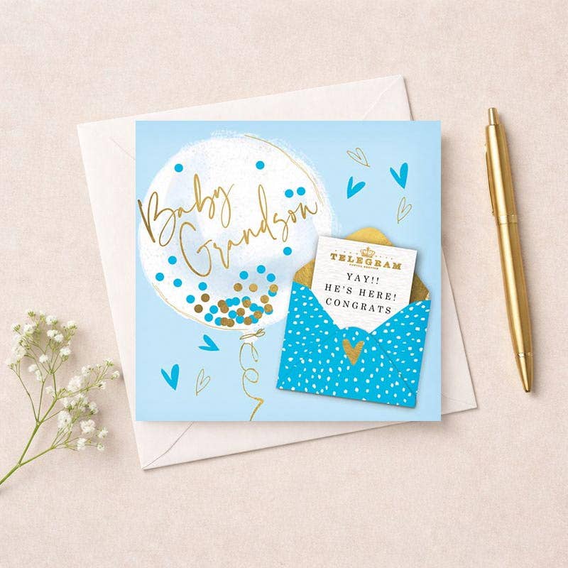 New Baby Card - Grandson Telegram