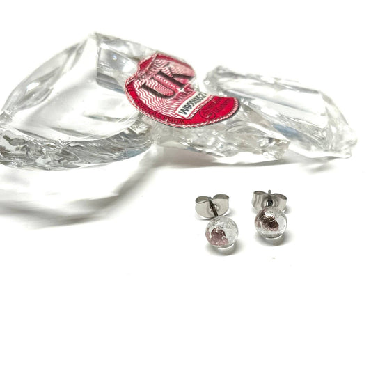 Clear and Palladium Whisky Bottle Studs, Recycled Glass and Surgical Steel