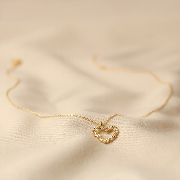 Lisa Angel Floral Heart Pendant Necklace in Gold