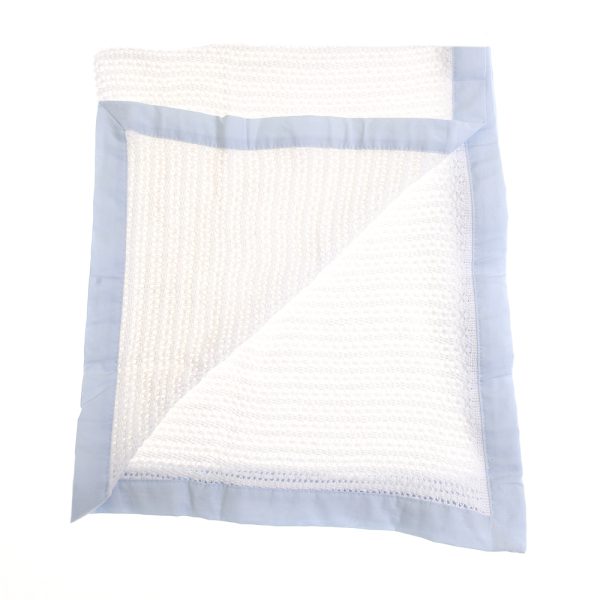 Ziggle Cellular Blanket with Blue Trim