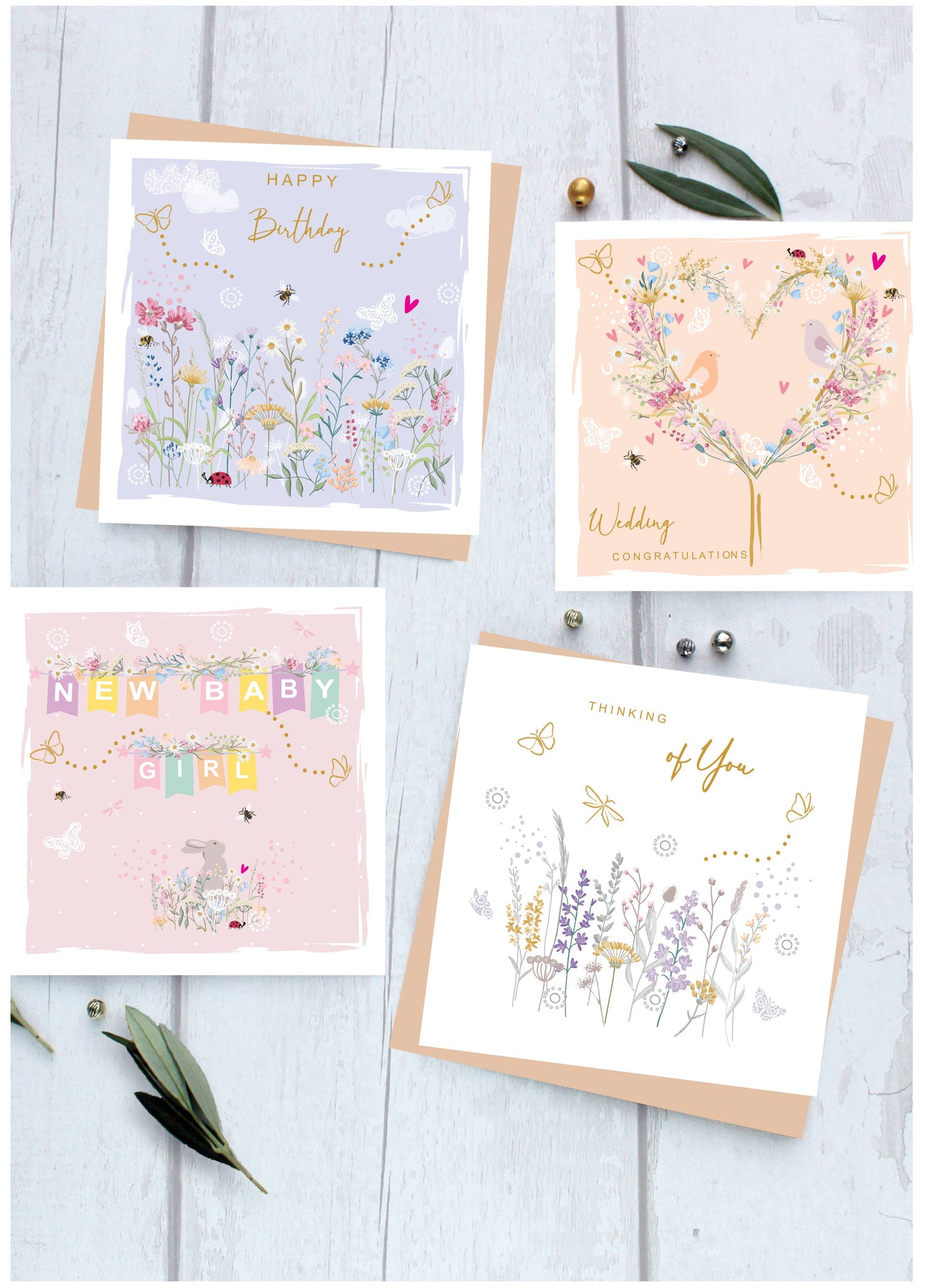 Engagement Floral Love Heart Tree Birds Print Wholesale Card