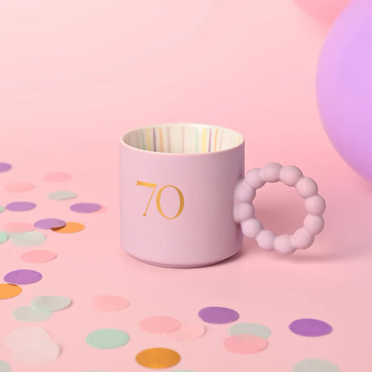 70th Birthday Pink Confetti Mug