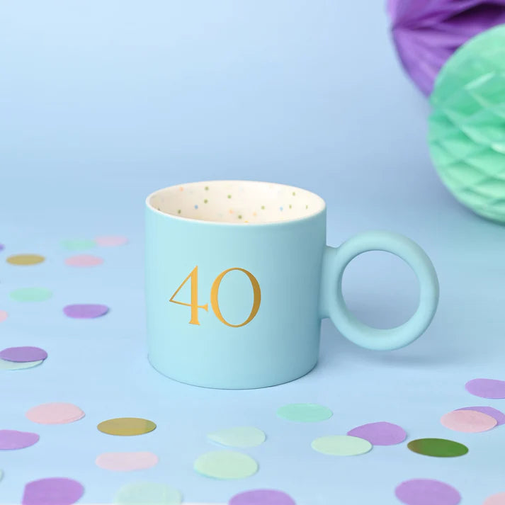 40th Birthday Blue Confetti Mug
