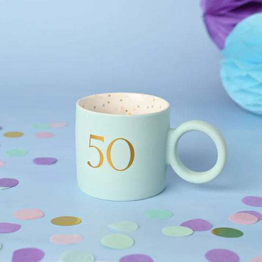50th Birthday Blue Confetti Mug