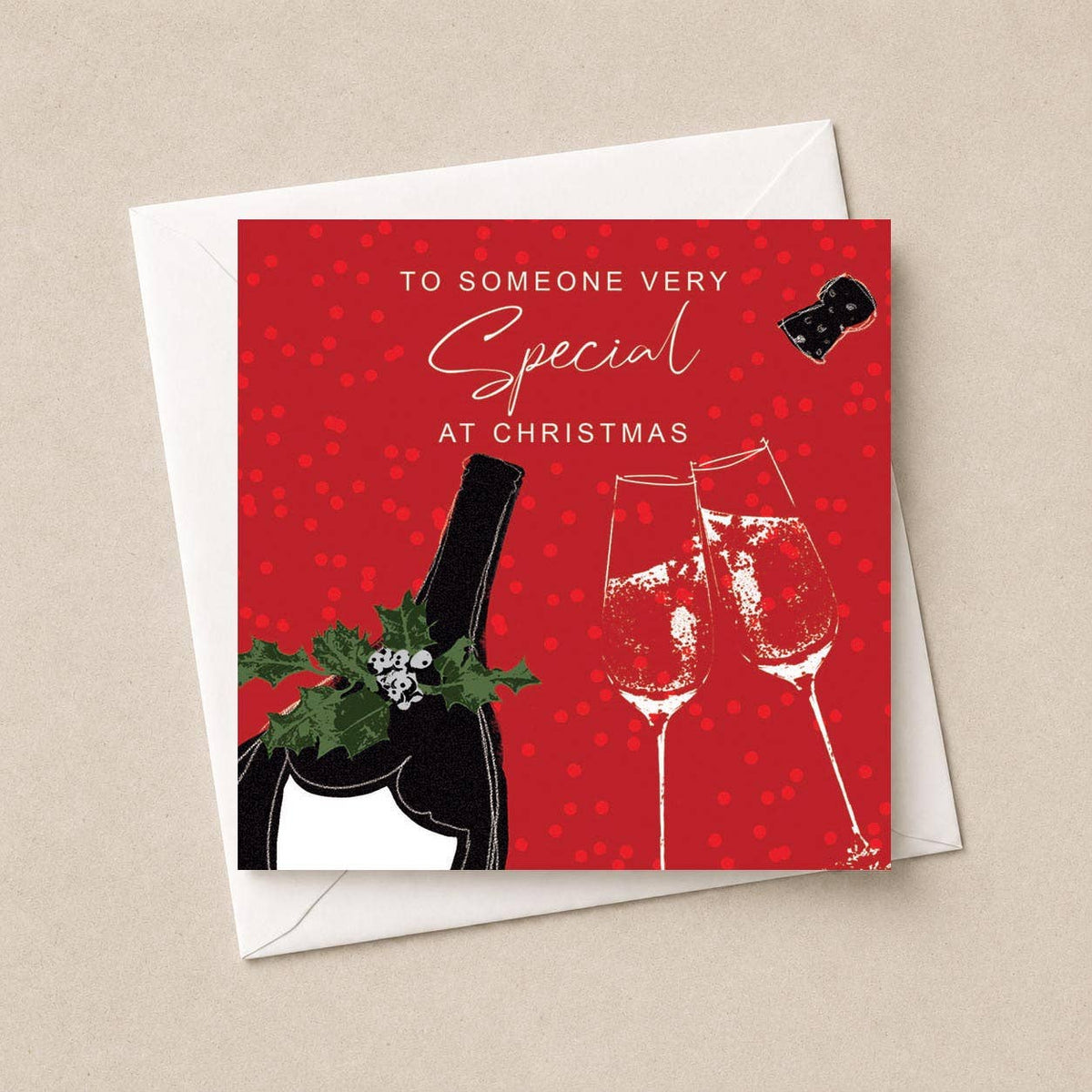 Someone Special Christmas Card - Champagne Bottle & Glasses