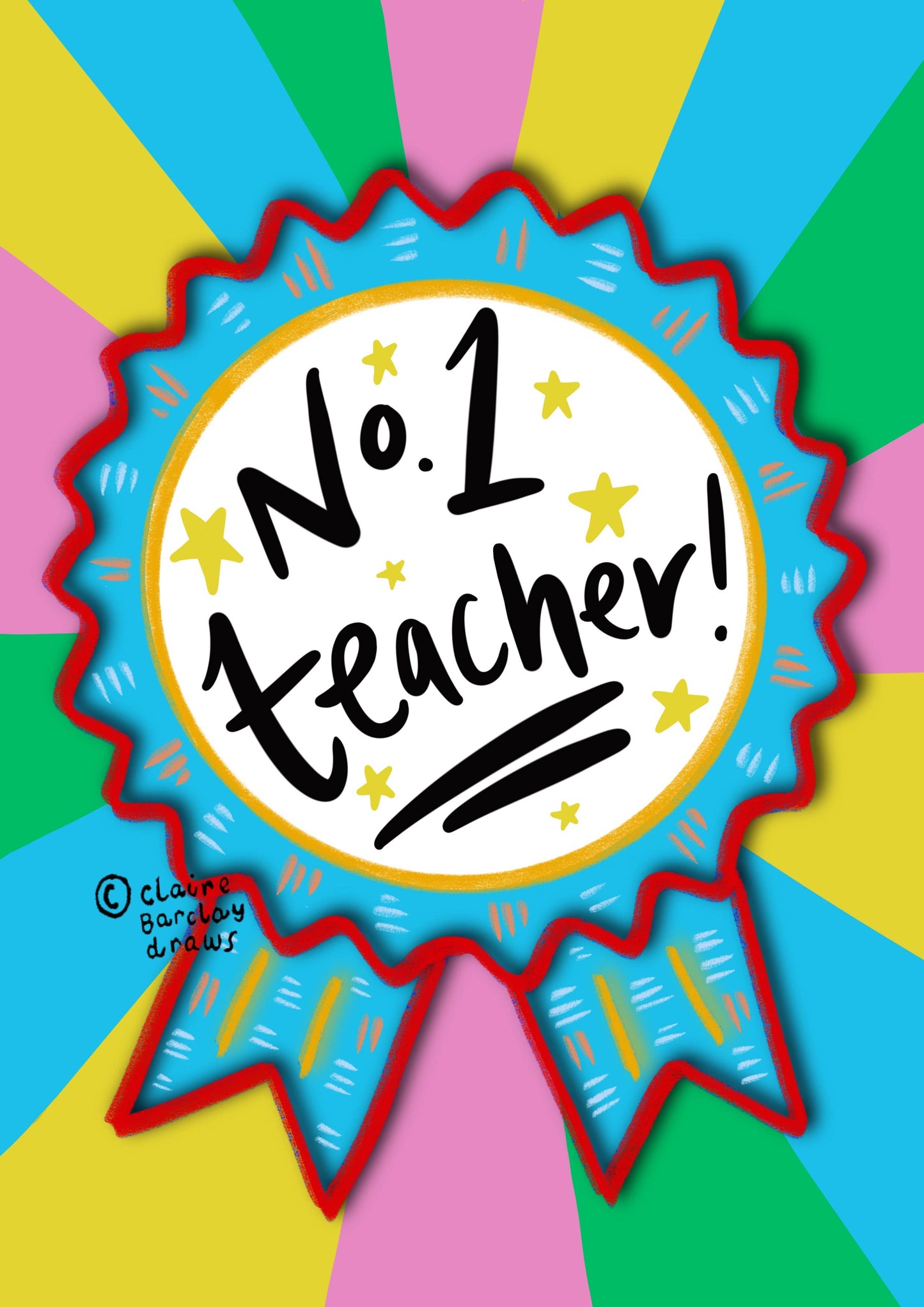 No.1 Teacher! Card - Thank you Teacher - Best Teacher Card