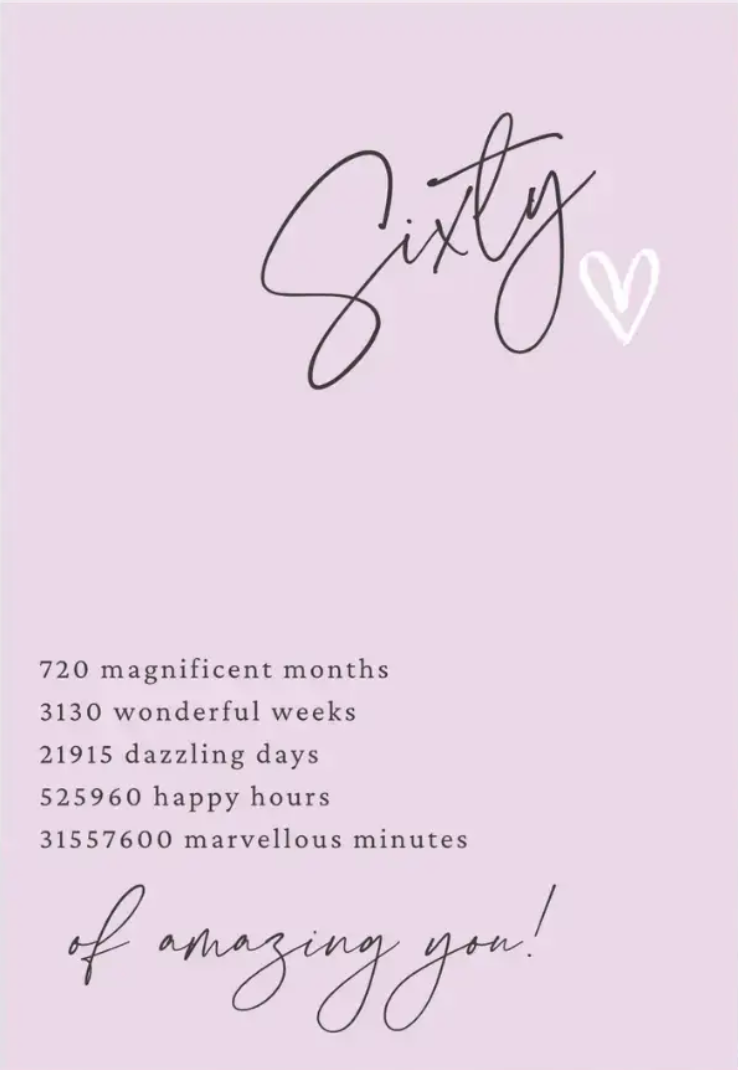 Little Notes 60th Birthday Card - Pink