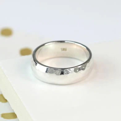 POM Sterling Silver Hammered Ring