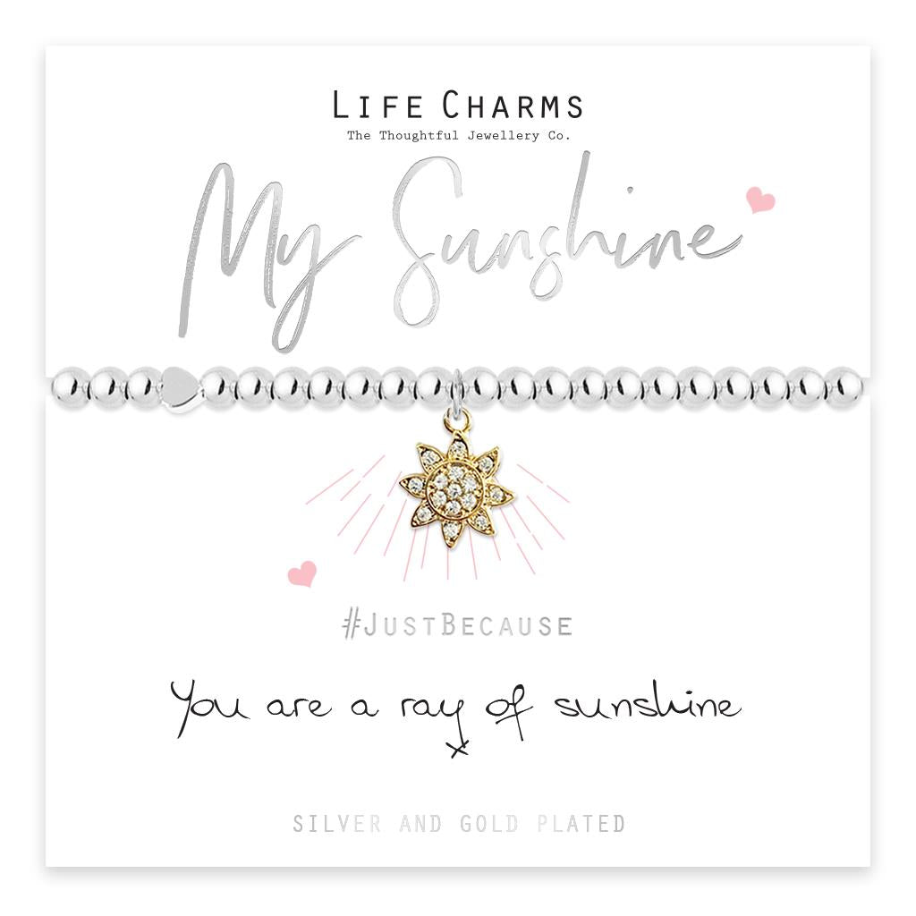 My Sunshine Silver Heart Beaded Bracelet - Life Charms Jewellery