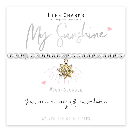 My Sunshine Silver Heart Beaded Bracelet - Life Charms Jewellery