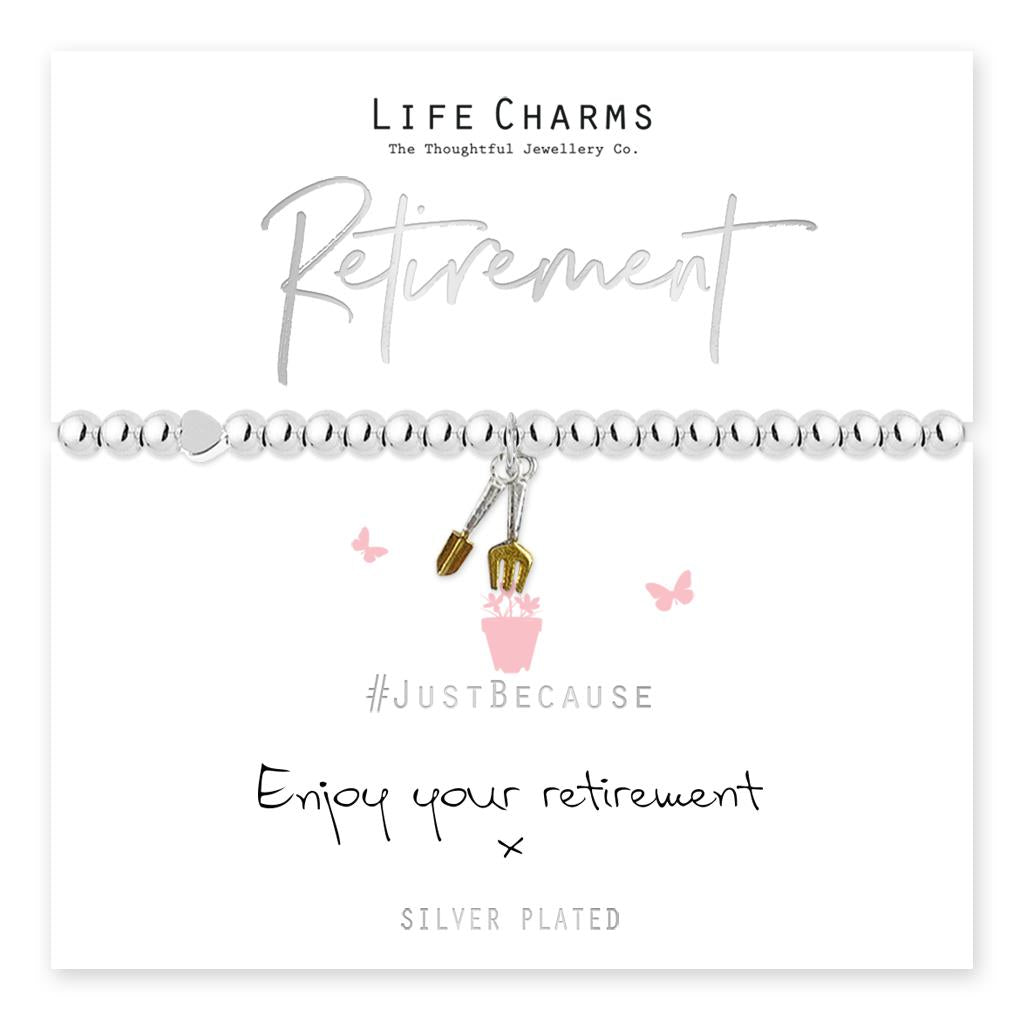Retirement Silver Heart Beaded Bracelet - Life Charms Jewellery