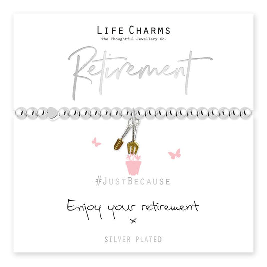 Retirement Silver Heart Beaded Bracelet - Life Charms Jewellery