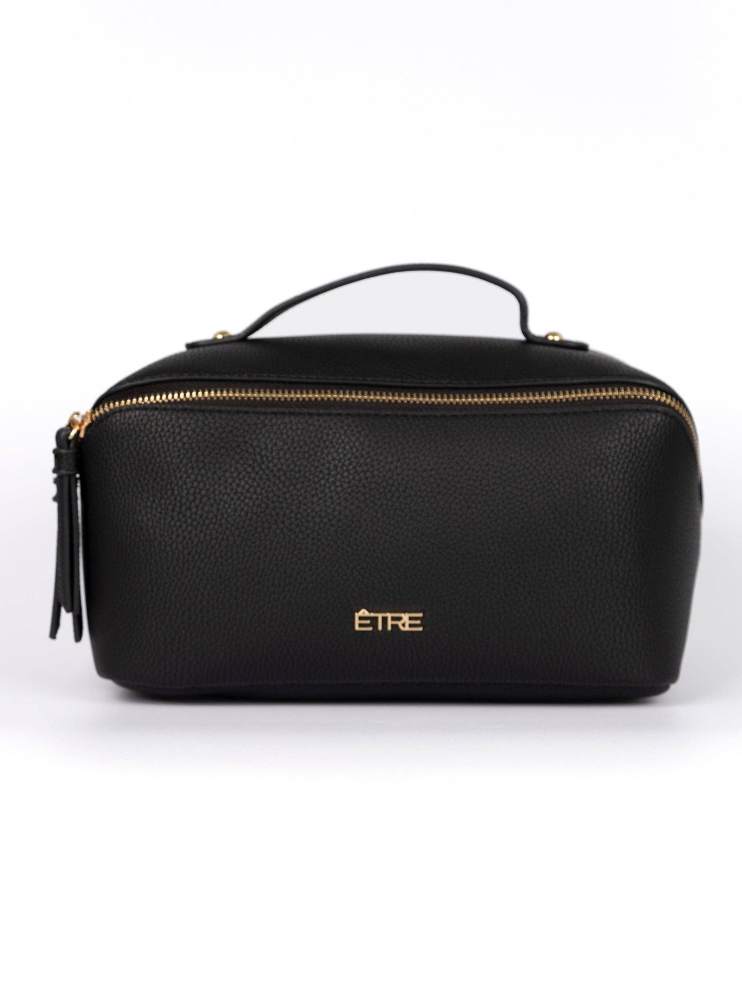 Vanity Case - Black, Pebbled Faux Leather