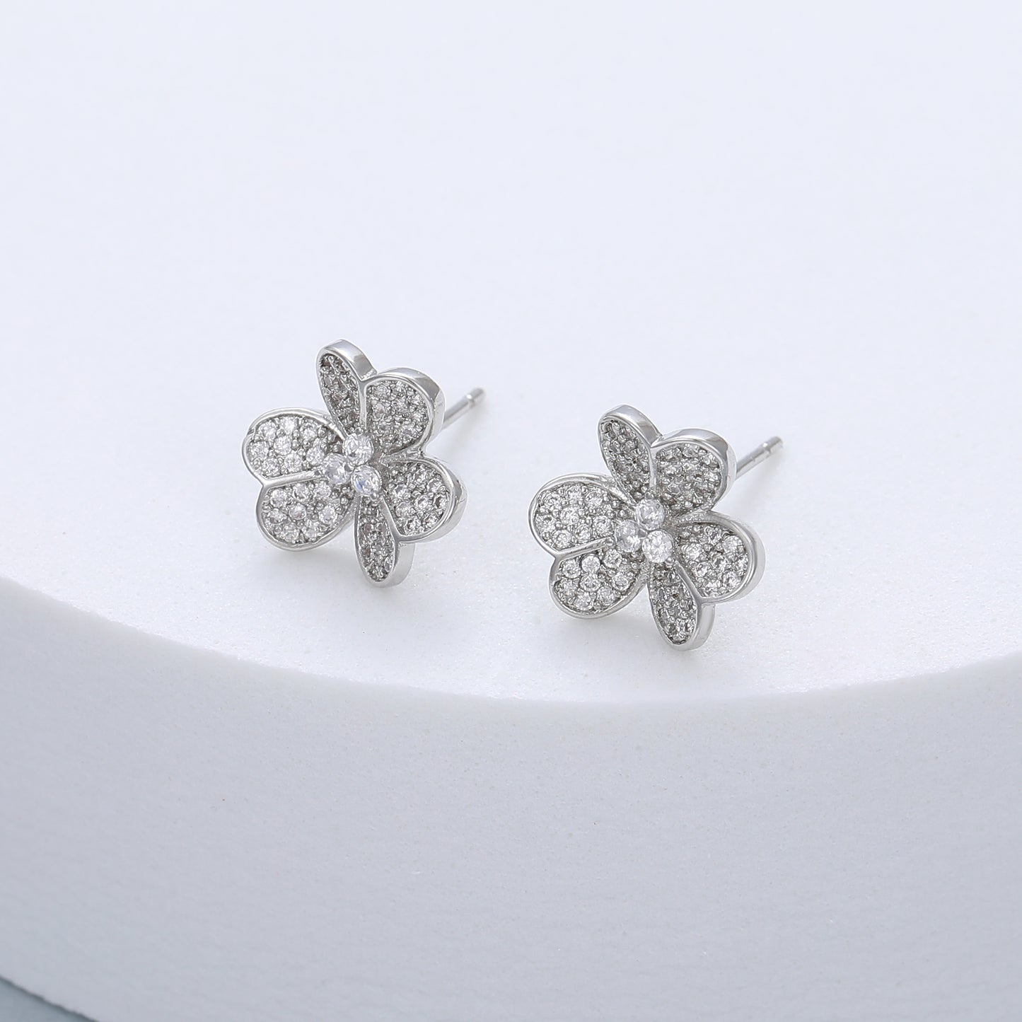 Gracee Jewellery's Silver-Plated Crystal Flower Stud Earrings. Available at Sweet P, Burnside, Glasgow