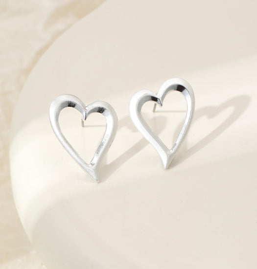 Silver Heart Stud Earrings