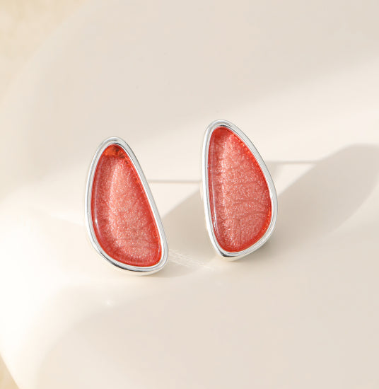 Silver Plated Enamel Stud Earrings