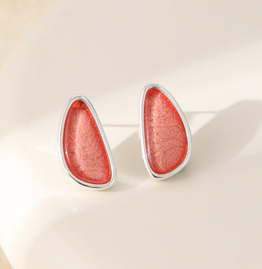 Silver Plated Enamel Stud Earrings