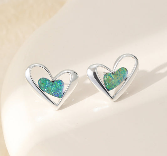 Silver Plated Heart Stud Earrings
