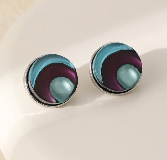 Silver Plated Enamel Stud Earrings