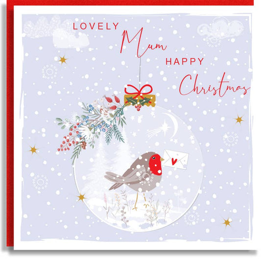 Robin in Snow Bauble for Mum Print Christmas Wholesale Card