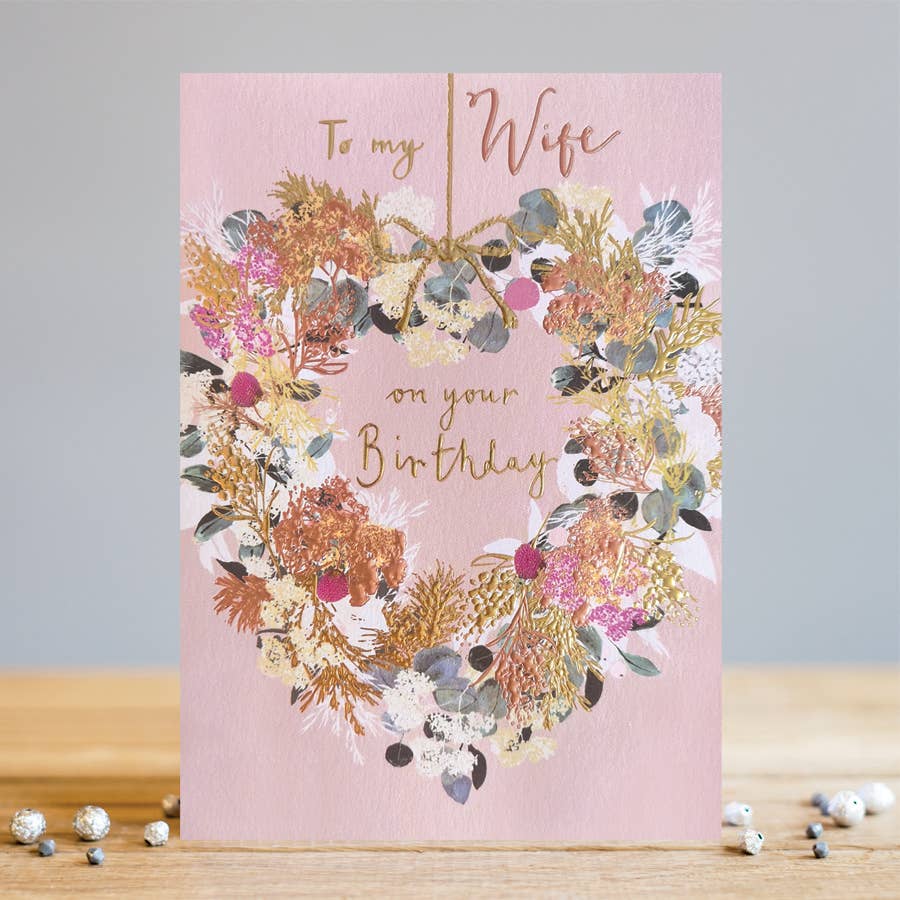 Happy Birthday Wreath Card | Wife Birthday Card