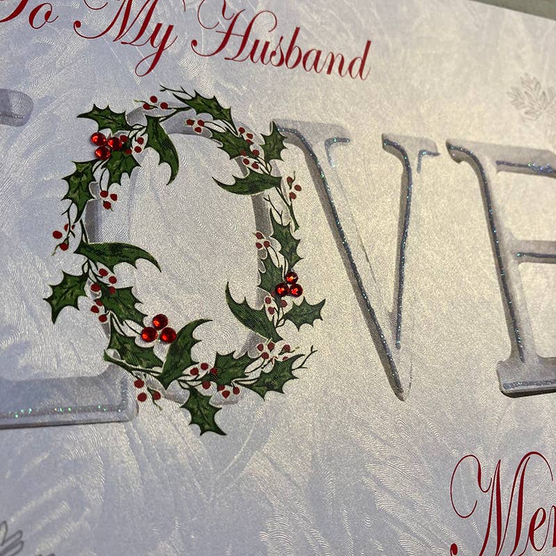 Husband Christmas Card - White Cotton Cards