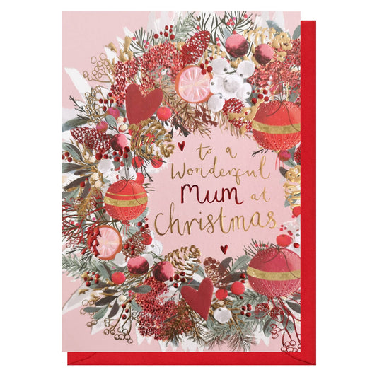 Mum Christmas Wreath Card | Holiday Card | Seasonal Cards