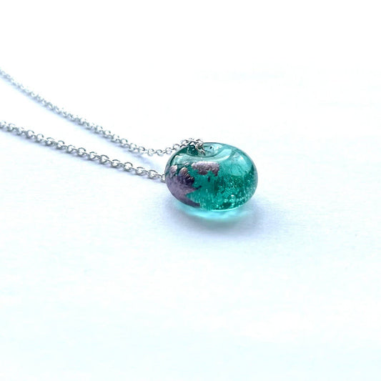 Recycled Whisky Bottle Pendant Necklace – Opal Glass & Palladium on Sterling Silver