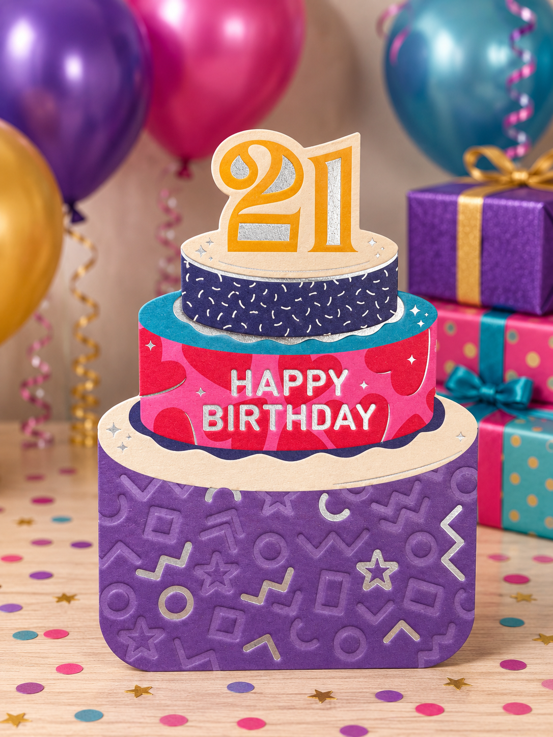 Age 21 Die Cut Cake Card