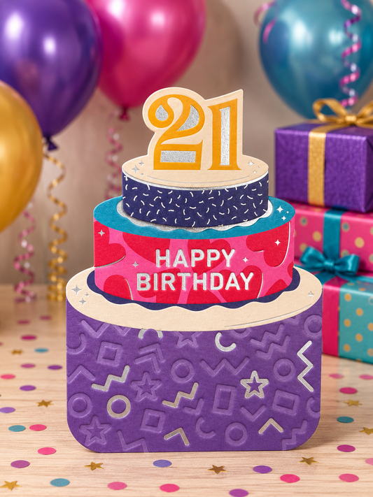 Age 21 Die Cut Cake Card