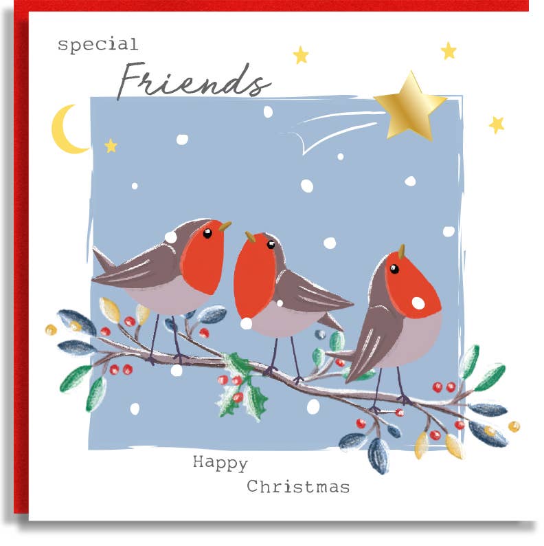 Friends Robins Christmas Star Foil Wholesale Card