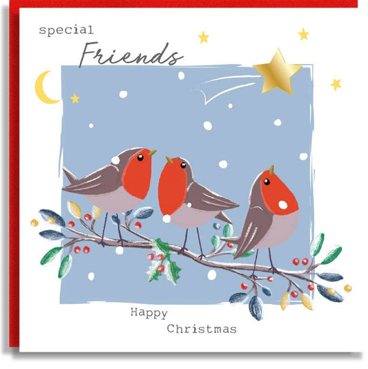 Friends Robins Christmas Star Foil Wholesale Card